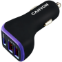 CANYON Universal 3xUSB car adapter, Input 12V-24V, Output DC USB-A 5V/2.4A(Max) + Type-C PD 18W, with Smart IC, Black+Purple wit