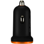 CANYON C-01 Universal 1xUSB car adapter, Input 12V-24V, Output 5V-1A, black rubber coating with orange electroplated ring(withou