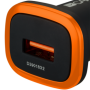 CANYON C-01 Universal 1xUSB car adapter, Input 12V-24V, Output 5V-1A, black rubber coating with orange electroplated ring(withou
