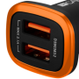CANYON C-02 Universal 2xUSB car adapter, Input 12V-24V, Output 5V-2.1A, with Smart IC, black rubber coating with orange electrop